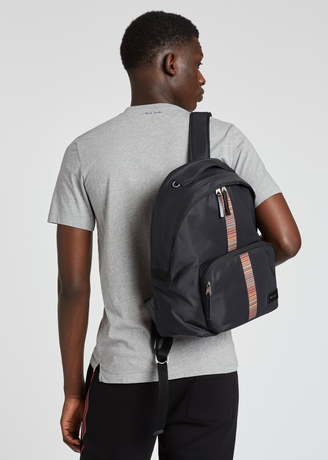 폴 스미스 백팩 Paul Smith Black Canvas Signature Stripe Backpack