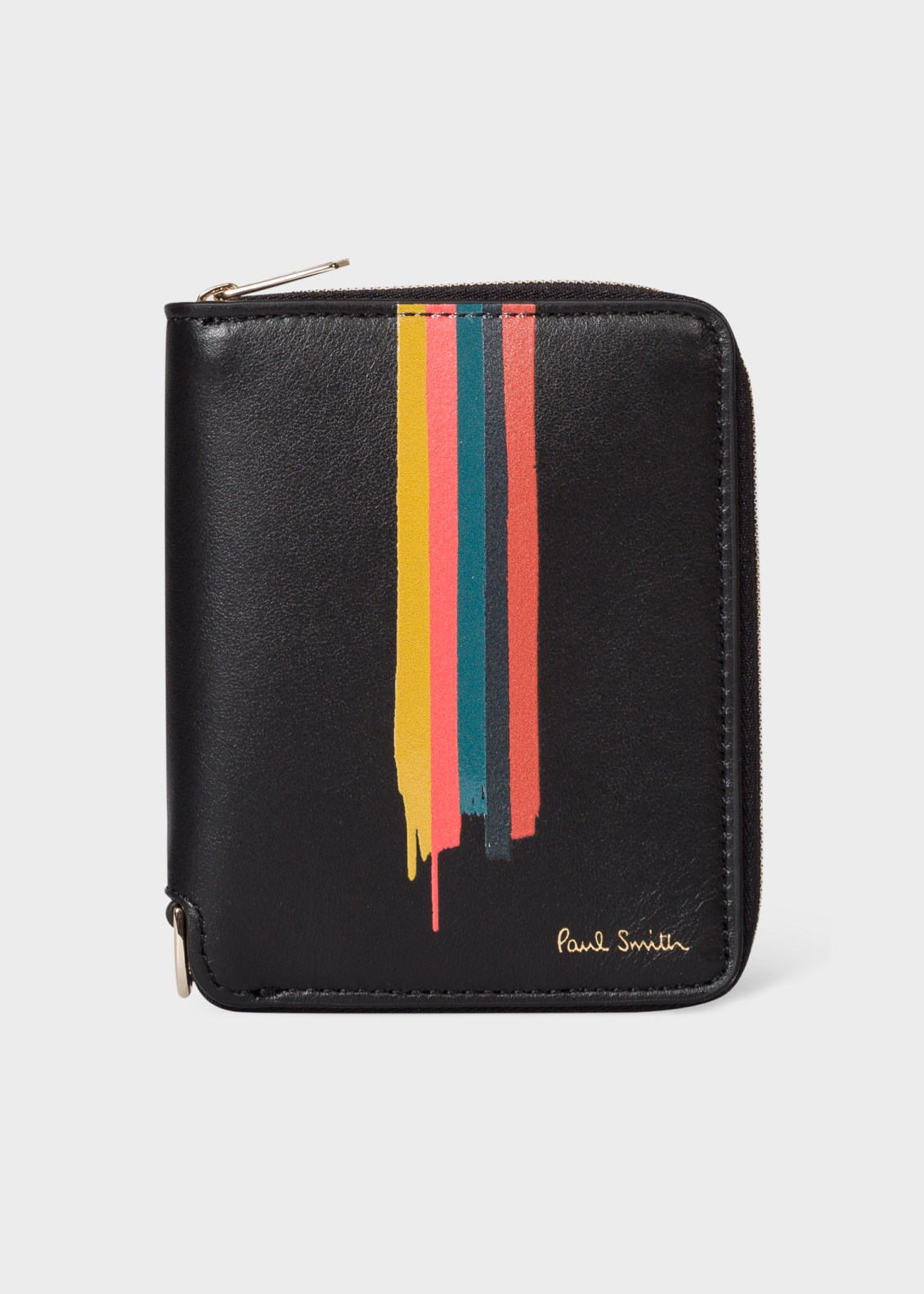 폴 스미스 Paul Smith Black Painted Stripe Zip-Around Wallet