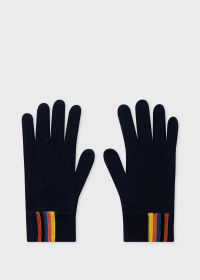 Navy Merino Wool 'Artist Stripe' Gloves