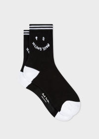 Women's Black 'Happy' Ribbed Socks
