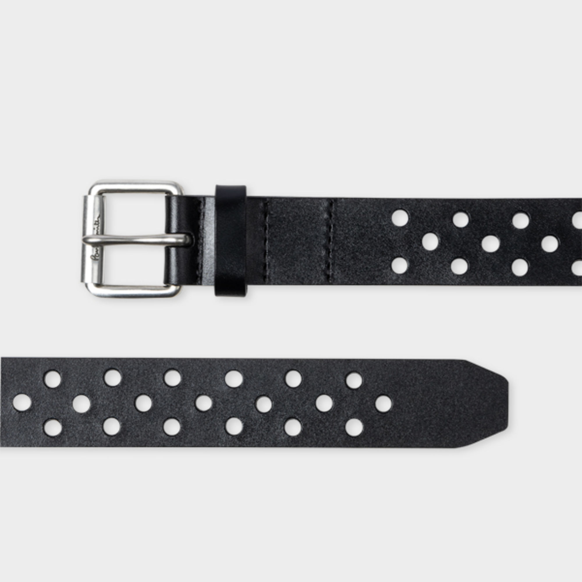 Shop Paul Smith Black Perforated Leather Belt In Blacks