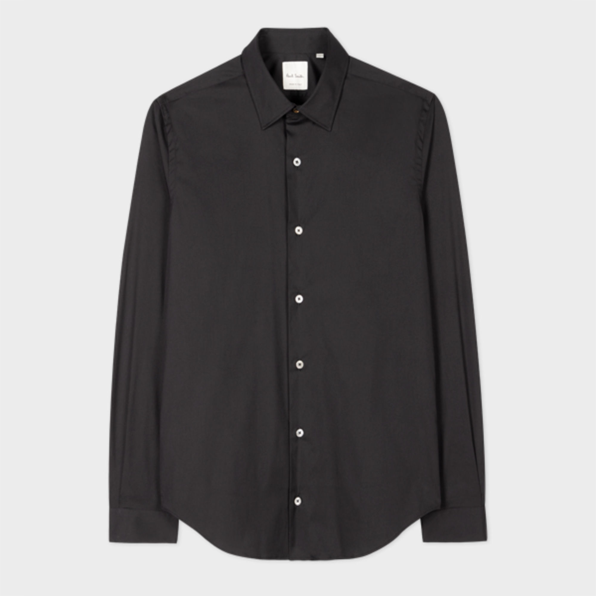 Paul Smith Super Slim-fit Black Shirt With 'artist Stripe' Cuff Lining In Blacks