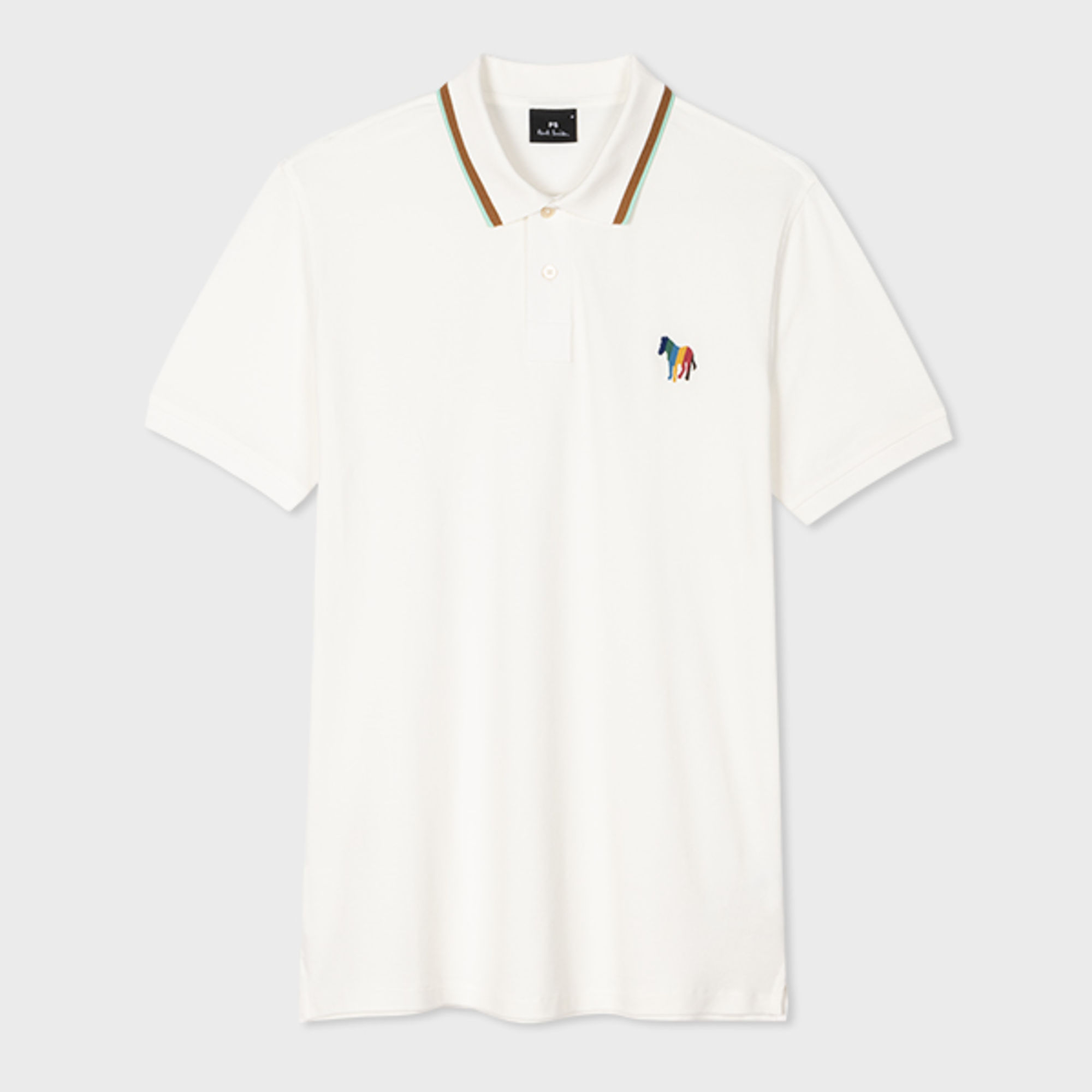 Ps By Paul Smith Ps Paul Smith Mens Reg Fit Polo Zeb Emb In Whites