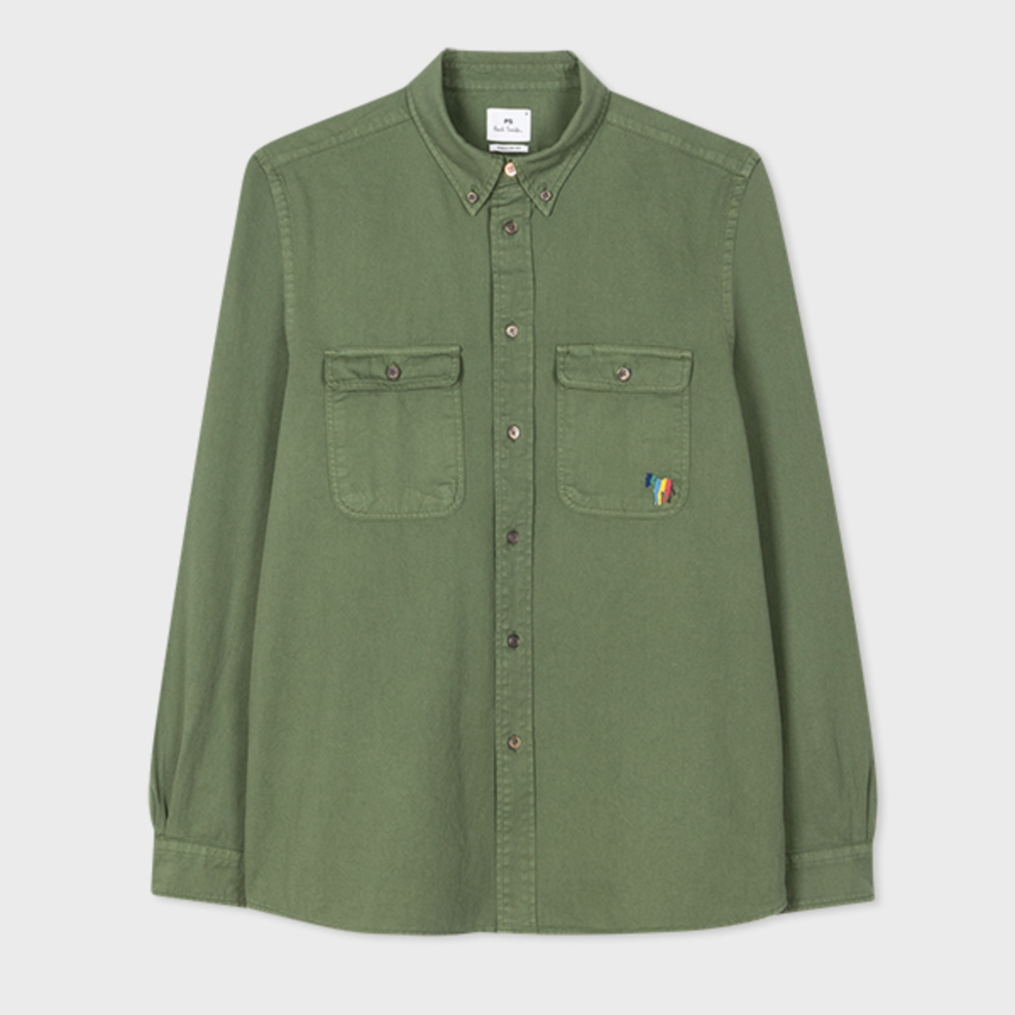 Ps By Paul Smith Ps Paul Smith Mens Ls Reg Fit Shirt Bd Col Bs Zebra In Green