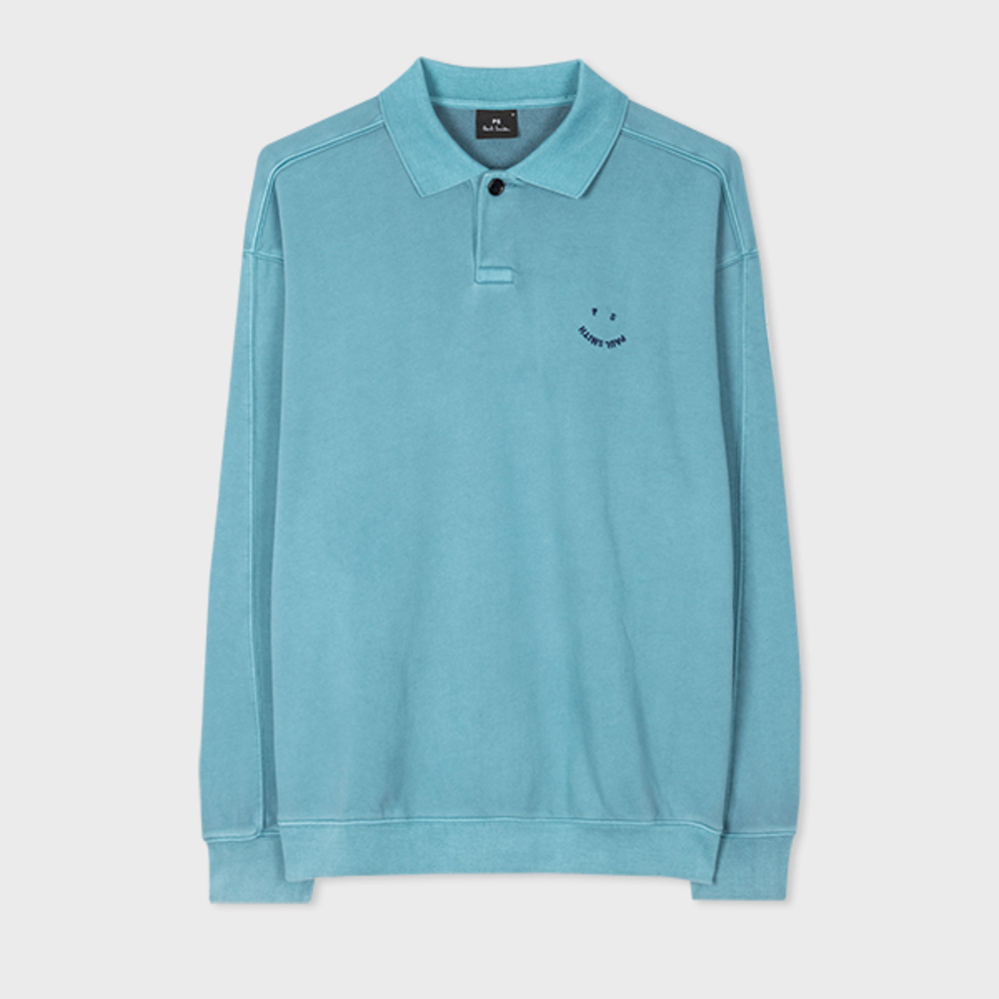 Ps By Paul Smith Ps Paul Smith Mens Polo Neck Sweat Ps Happy In Blues