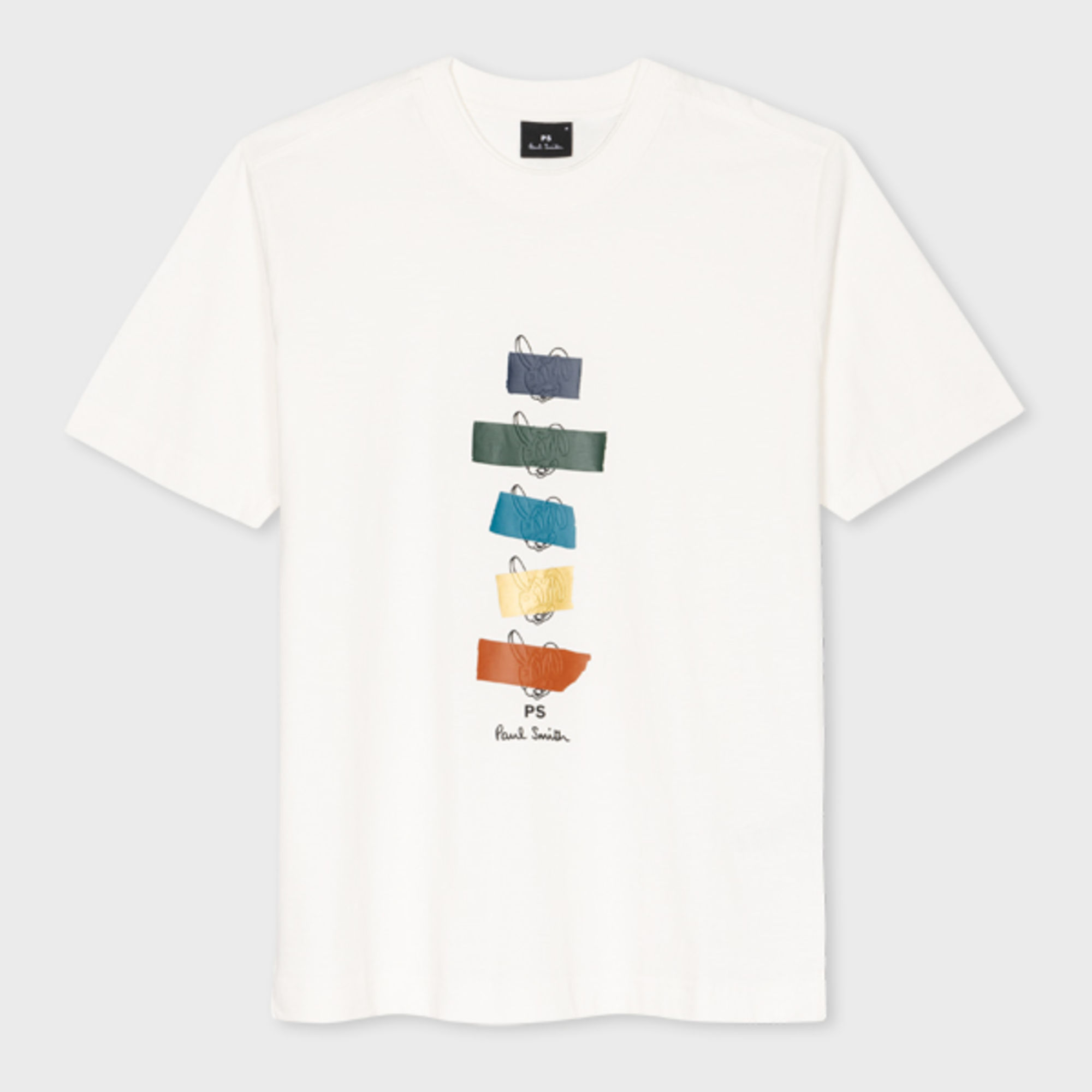 PS BY PAUL SMITH WHITE 'TAPED BUNNIES' PRINT ORGANIC COTTON T-SHIRT