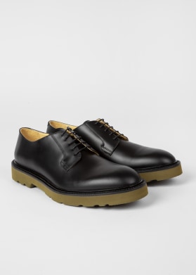 Angled view - Men's Black 'Ras' Derby Shoes Paul Smith