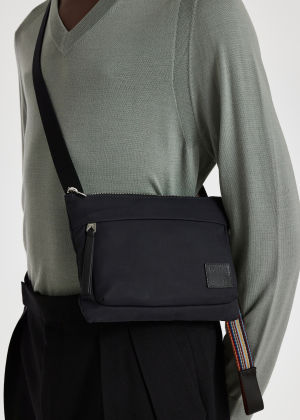 Model view - Navy Cotton-Blend Canvas Cross-Body Bag