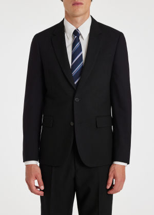 Model View - The Soho- Tailored-Fit Black Wool Blazer Paul Smith
