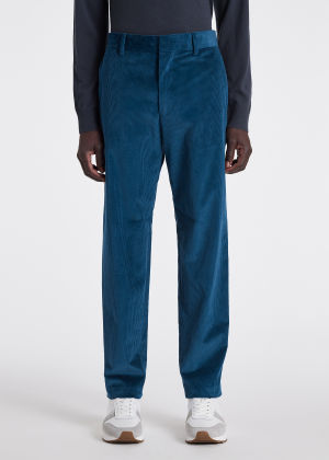 Tapered-Fit Indigo Cotton-Cashmere Corduroy Trousers
