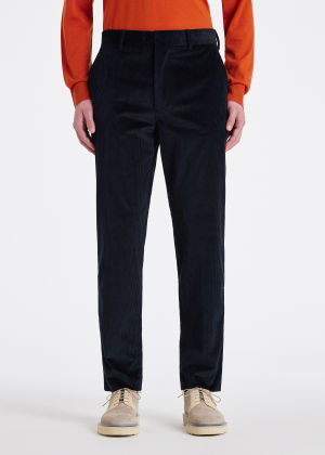 Tapered-Fit Navy Cotton-Cashmere Corduroy Trousers