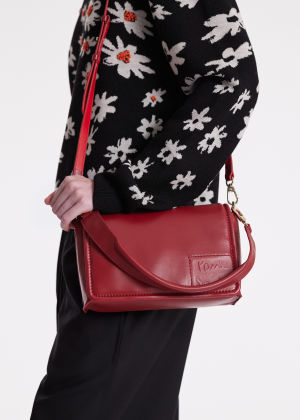 Model View - Maroon Padded Leather Shoulder Bag Paul Smith