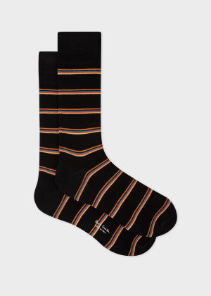 Black 'Artist Stripe' Cotton-Blend Socks