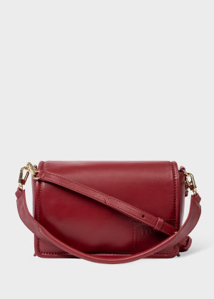 Front View - Maroon Padded Leather Shoulder Bag Paul Smith