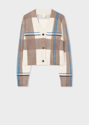 Product View - Women's Wool-Blend Intarsia Check Cardigan Paul Smith