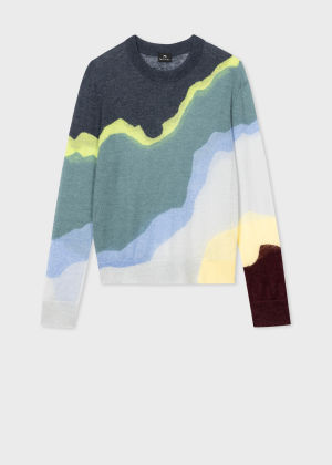 Product view - Women's Blue 'Torn Stripe' Mohair-Blend Sweater Paul Smith