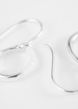 Miyuki Glass Bead Tiny Hoop Silver Earrings by Helena Rohner