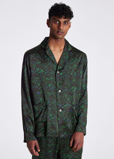 Trolley Oppervlakkig affix Men's Green 'Twilight Floral' Silk Shirt and Trouser Pj Set