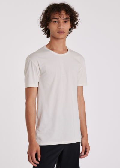 Model View - Men's White Cotton T-Shirts Five Pack Paul Smith