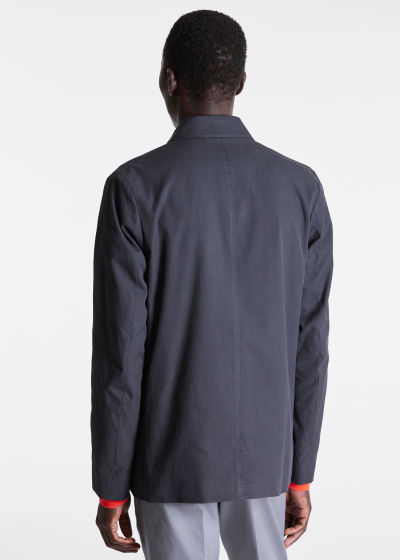 Model View - Navy Organic Cotton Lined Work Jacket Paul Smith