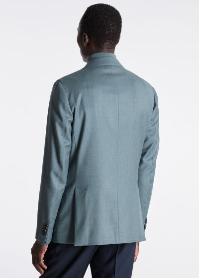 Model View - Men's Tailored-Fit Cashmere-Wool Teal Blazer Paul Smith