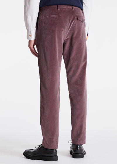 Model View - Men's Tapered-Fit Dusky Purple Corduroy Trousers Paul Smith
