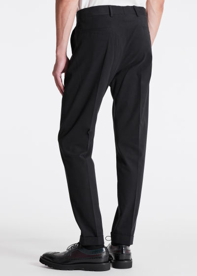 Model View - Men's Slim-Fit Black Cotton-Stretch Chinos Paul Smith