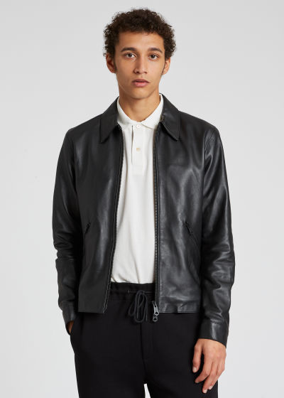 Paul Smith Black Leather Bomber Jacket Womens Mens Clothing Mens Jackets Casual jackets 