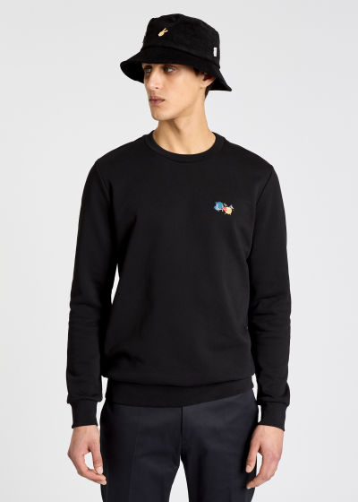 Model View - Men's Black 'Paint Splatter' Sweatshirt Paul Smith