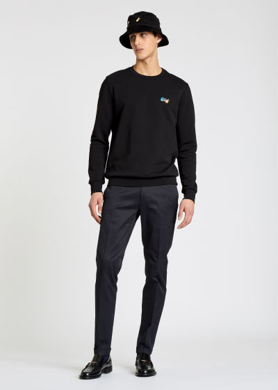 Model View - Men's Black 'Paint Splatter' Sweatshirt Paul Smith