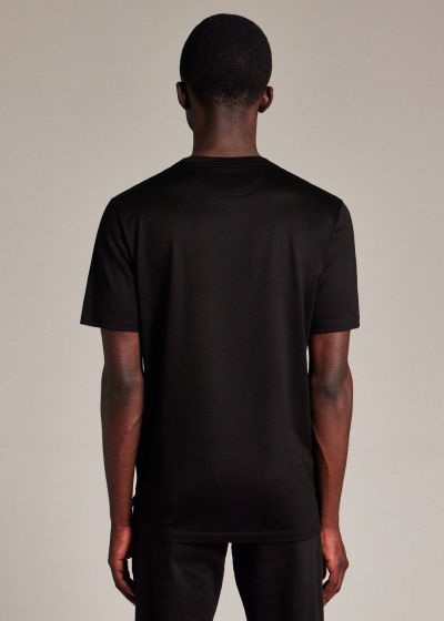 Model Back View - Men's Black 'Signature Stripe' Pocket T-Shirt Paul Smith