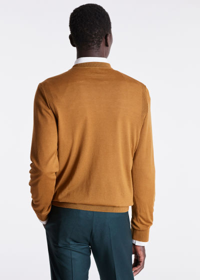 Model View - Men's Ochre Merino Wool Sweater Paul Smith