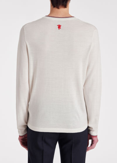 Model View - Paul Smith & Manchester United - White Merino Wool Sweater 