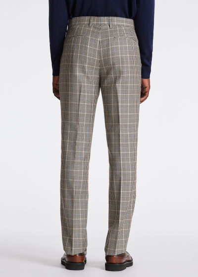 Model View - Men's Ecru Check Wool-Silk Trousers Paul Smith