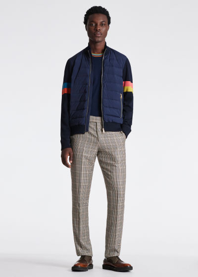 Model View - Men's Ecru Check Wool-Silk Trousers Paul Smith