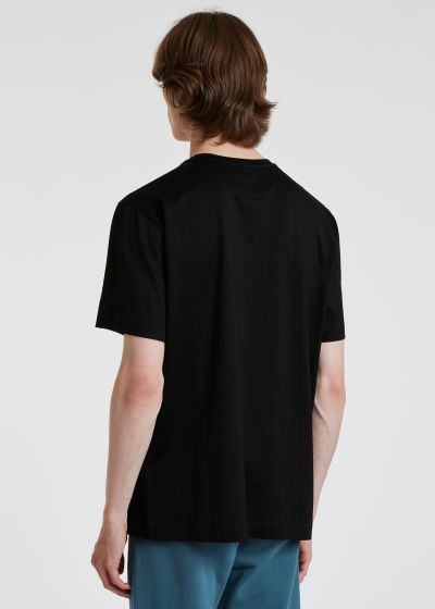 Model View - Men's Black 'Signature Stripe' Mercerised Cotton T-Shirt Paul Smith