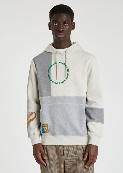 Model Front View - Men's Grey Marl Mix-Up Hoodie - Ahluwalia &PaulSmith