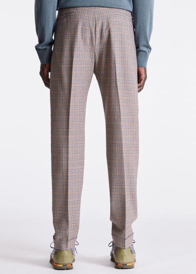Model View - Men's Slim-Fit Orange And Grey Check Trousers Paul Smith