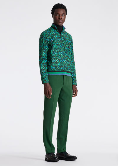 Model View - Men's Green 'Twilight Floral' Zip Neck Top Paul Smith