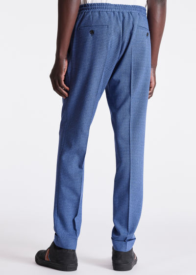 Model View - Sky Blue Gingham Slim-Fit Drawstring Trousers Paul Smith