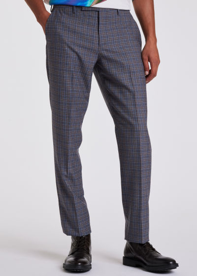 Model View - Tan Check Drawstring-Waist Trousers Paul Smith