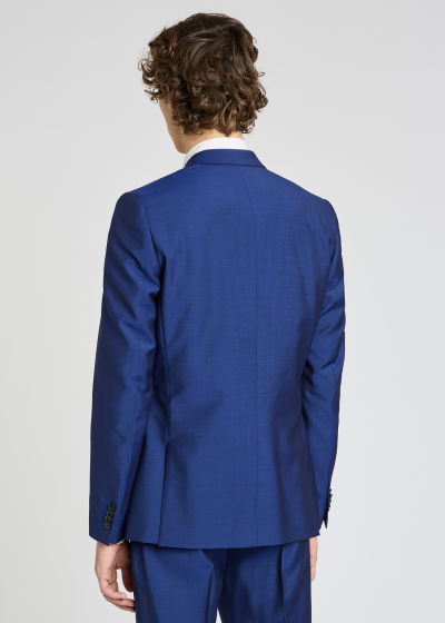 Model Back View - The Soho - Men's Tailored-Fit Blue Three-Piece Suit Paul Smith