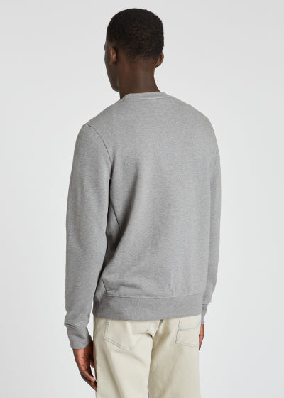 Model Back View - Men's Grey Organic-Cotton Zebra Logo Sweatshirt Paul Smith