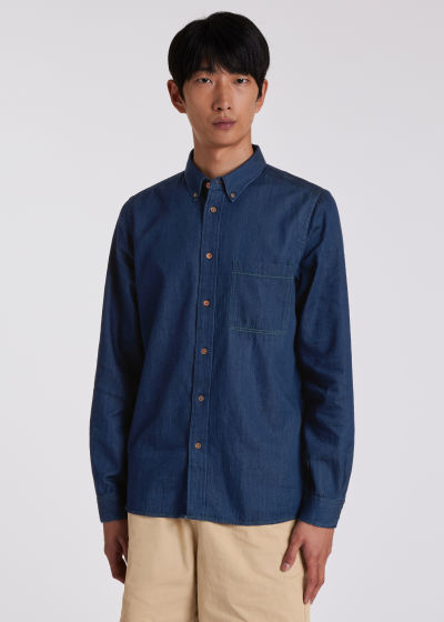 Homme Vêtements Chemises Chemises casual et boutonnées Chemise en popeline de coton à imprimé Coton Paul Smith pour homme en coloris Bleu 