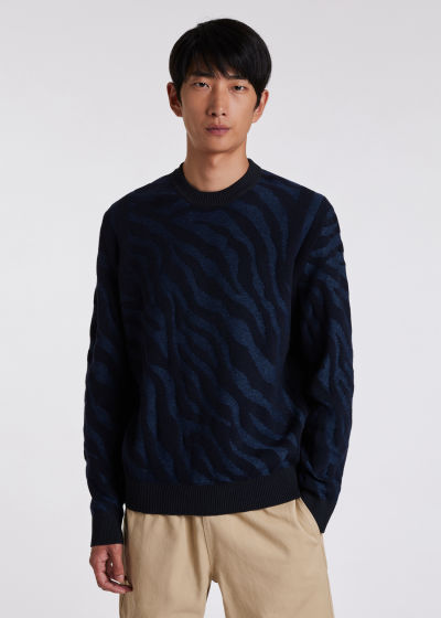 Paul Smith Fine-knit Bright-stripe Zipped Jumper in Blue for Men Mens Clothing Sweaters and knitwear Zipped sweaters 