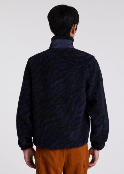 Model View - Men's Zebra Stripe Zip-Front Fleece Paul Smith