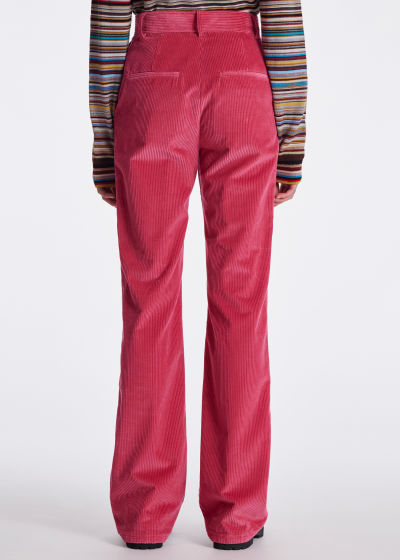 Model View - Women's Pink Corduroy Bootcut Trousers Paul Smith