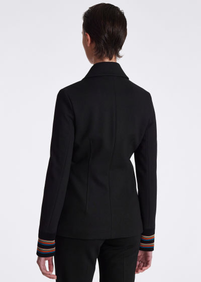 Model View - Black Zip Up 'Signature Stripe' Jacket Paul Smith