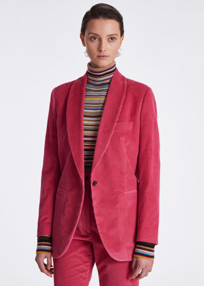 Model View - Women's Pink Corduroy Blazer Paul Smith