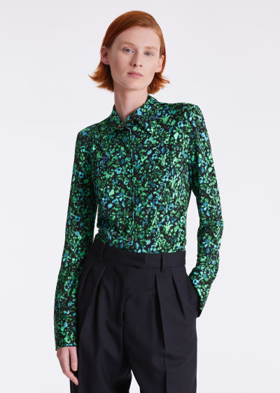 Model View - Green 'Twilight Floral' Shirt Paul Smith